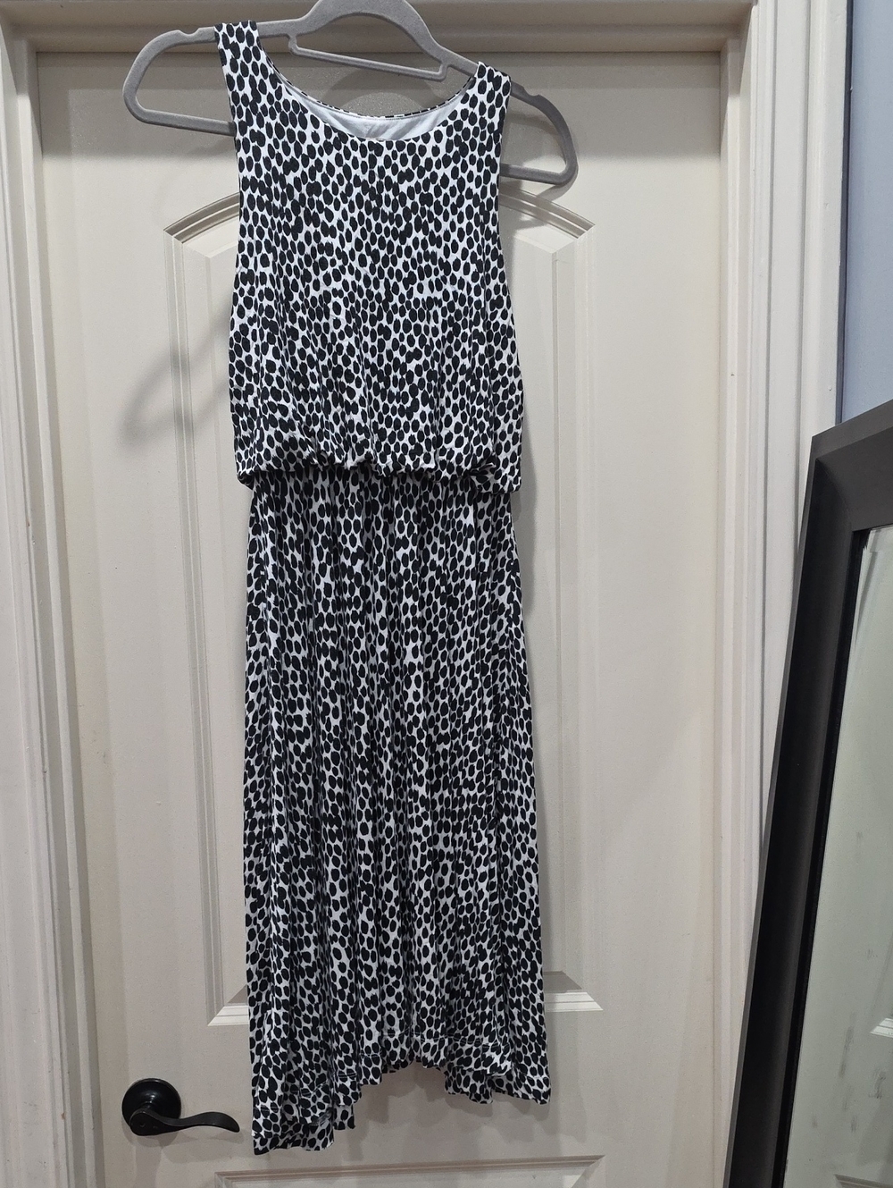 LOFT Black and White Dotted‎ Maxi Dress